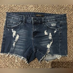 Klique B Blue Distressed Denim Shorts
